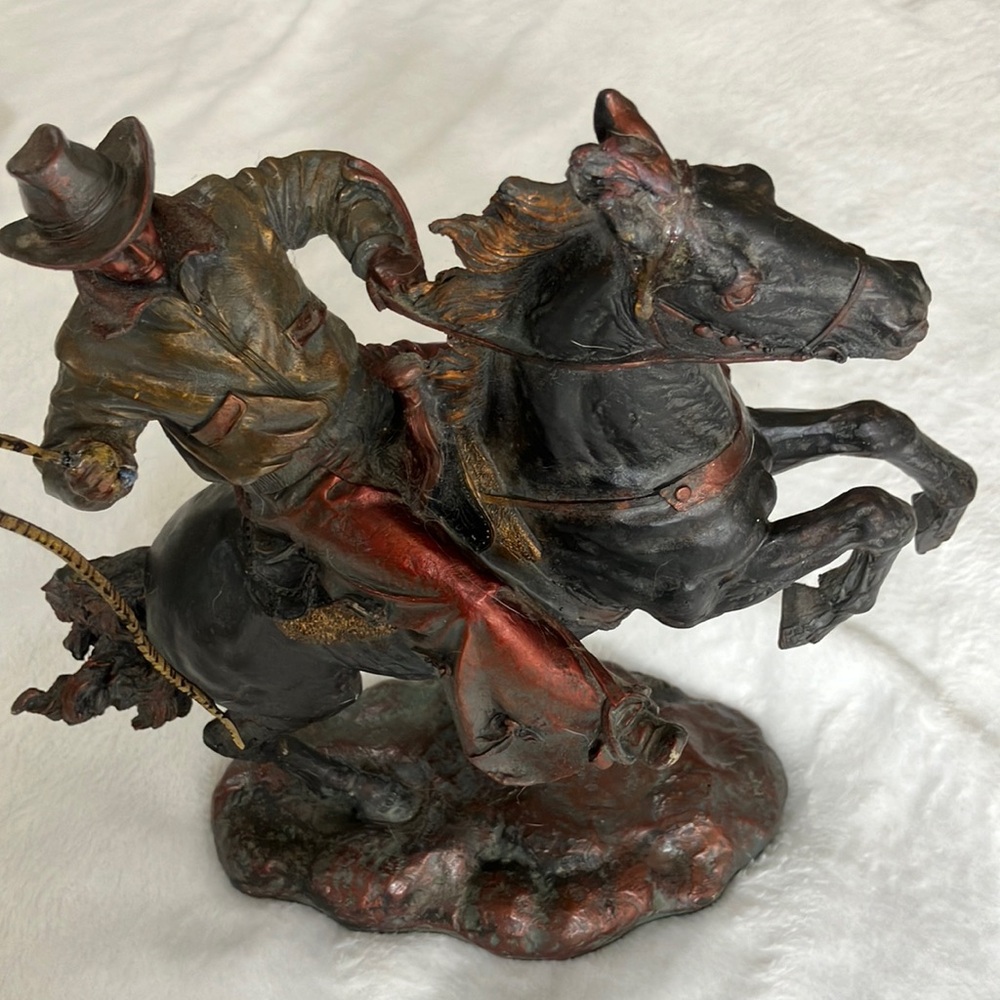 Collectible Western Cowboy Bronze color Sculpture